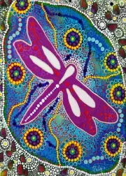 QPuzzles 260 Piece Jigsaw Puzzle - Indigenous Art - Dragonfly