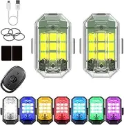 High Brightness Wireless Led Strobe Light, Wireless Led Lights for Car with Remote, 7 Colors Rechargeable Flashing Lights, for Car, Motorcycle & Bicycle (2pcs)