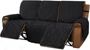 MeilleMaison Recliner Sofa Slipcover Couch Covers for 3 Cushion Couch, Non Slip Reclining, Washable Furniture Protector for Kids, Dogs, Pets (3 Seater, Black/Grey) (MMCLKR03C6)