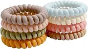 Haobase 8Pcs Spiral Hair Ties, Elastic Phone Cord Hair Ties for Thick Hair, Ponytail Holder Coil Hair Ties (Matte Multi-colored)