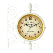 European style Wrought Iron Double sided Wall Clock Living Room Home Decoration