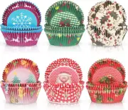 600 Pieces Christmas Cupcake Liners Muffin Cups Colorful Paper Disposable Cupcak