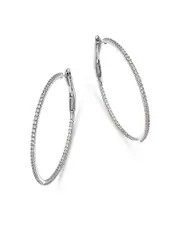 Bloomingdale's Fine Collection Diamond Inside Out Large Hoop Earrings in 14K White Gold, 3.0 tcw