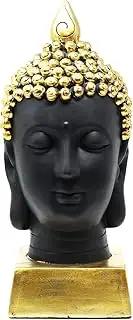 Seraphic Buddha Head Statue for Home Decor or Outdoor, Gold, 13" Tall