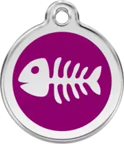 Red Dingo Enamel Fish Bone Tag - Purple - Lifetime Guarantee - Cat, Dog, Pet ID