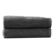 2pc Renee Taylor Bath Sheet/Towel Set Cobblestone 650 GSM Cotton Ribbed Granite