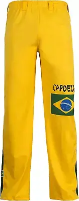 Authentic Brazilian Capoeira Martial Arts Pants - Unisex (Yellow with Brazilian