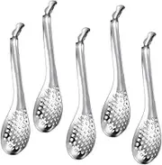 HOLIDYOYO Smooth Edges 304 Stainless Steel Colander 5pcs Kitchen Utensils Set Sifter for Home Use