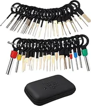 JECOMPRIS 76pcs Terminal Removal Tool Puller Terminal Removal Kit Heat Shrink Wire Connectors Pusher Tool Terminal Ejector Kit Tool Terminals Removal Tool Black Stainless Steel