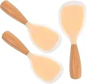 FONDOTIN 3PCS Non Stick Silicone Rice Spoons with Wooden Handle Heat Resistant Kitchen Tools for Serving Rice Easy to Clean and Spatula Comfortable Grip Design