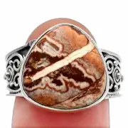 Natural Rosetta Picture Jasper 925 Sterling Silver Ring s.8 Jewelry R-1431