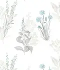 Peel and Stick Wallpaper Light Blue Floral Wallpaper Boho 16.9in x118.1in Con...