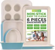 6-Pcs Kitchen Oven Baking Pans Non-Stick Sheets Set, Attractive Green Pans