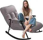 GEUGECY Rocking Recliner Chair With Adjustable 5-Position Backrest - Modern Lounge Sofa for Reading, Living Room, Nursery, Bedroom - Padded Seat Glider Rocker