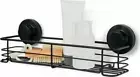 Black Suction Rectangular Rack Caddy Shelf Organizer Rack Storage Wall Mounted.