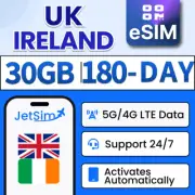 UK & Ireland eSIM - 30GB High-Speed, 180 Day /Travel SIM