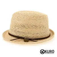 在飛比找蝦皮商城優惠-KURO-SHOP米色皮繩徽章草帽紳士帽