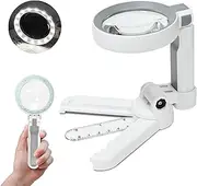 6X Rechargeable Magnifying Glass with 16 LED Light, Foldable Handheld Stand, Lightweight LED Magnifier for Reading Books/Newspaper/Small Print, Gifts for Mom Dad Grandma Grandpa Seniors