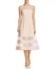 NEW Aidan Mattox Blush Sleeveless Illusion Midi Dress Size 6