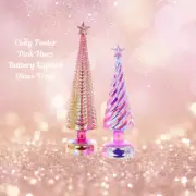 Cody Foster Battery Lighted Glass Christmas Tree Set Star Retro Pink Iridescent