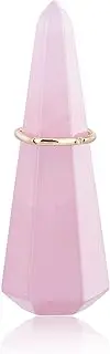 Jovivi Natural Rose Quartz Crystal Stone Jewelry Display Holder - Hexagon Prism Shaped Decorative Wedding Ring Stand