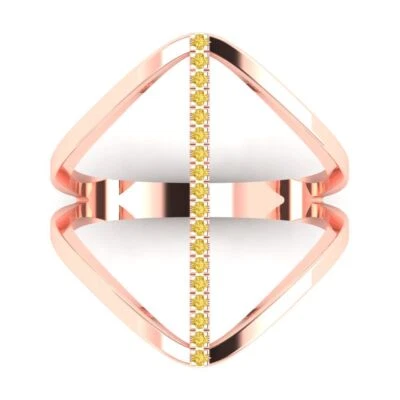 0.1Ct Round Cut Yellow Gemstone Solid Gold Statement Engagement Promise Ring
