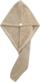 Pugnum Microfiber Hair Towel,Super Absorbent Hair Turbans for Wet Hair Anti Frizz Head Towels Wrap Drying Towels with Button for Long,Curly and Thick Hair (Coffee)