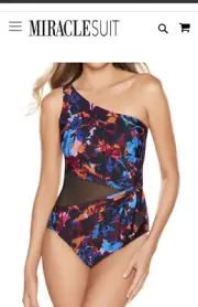 Miraclesuit Solstice Gem One Shoulder One Piece Swimsuit Sz 6