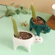 Cat Ceramic Garden Flower Pot Animal Image Cactus Plants Planter Succulent DIY