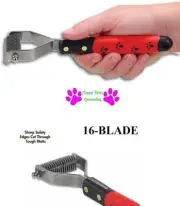 PRO PET GROOMING 16 Blade COAT STRIPPER RAKE Dog Cat Hair Mat King Breaker Tool