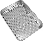 Didiseaon 1 Set Stainless Steel Baking Tray with Cooling Rack Deep Baking Pan for Kitchen Dishwasher Safe Present