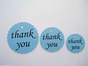 10 Kraft Blue Gift Swing Tags Wedding Favour Thank you Bomboniere Round C1