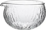 DXQCHDUO Glass Matcha Bowl with Spout,500ml Green Tea Salad Mixing Bowl Cup,Handmade Clear Textured Glass Bowl for Matcha Powder/Porridge/Fruit/Soup/Tea