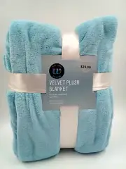 Wayland Square Velvet Plush Blanket Light Blue Birthday Christmas Holiday Gift