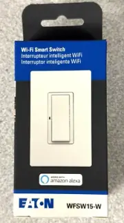 NEW EATON WFSW15-W-SP-L WFSW15-W Wi-Fi WHITE SMART SWITCH WITH ALEXA