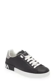 Dolce&Gabbana Portofino Sneaker in 8B979 Black/Silver at Nordstrom, Size 11Us