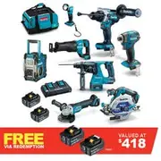 MAKITA 18V Brushless 8 Piece 2 x 6.0AH Combo Kit DLX8059GX1