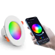 10W LED Smart Downlight RGB+CCT 16 Million Colors 2700K~6500K 800 Lumens Works With Alexa Voice Tuya Bluetooth APP Contr