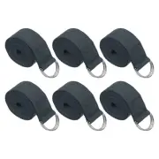 6Pcs 8 Feet Cotton Yoga Strap Belt Stretch Bands with D-Ring Buckle, Dark Grey