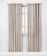 54”x95” Curtain panel linen natural creamy light beige 3 in 1 Hanging Filtering