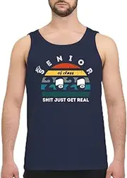 [VidiAmazing] Toiilet Papper Class of 2020 Senior Shit Getting Real Vintage Shirt Men's Tank Top Navy Blue