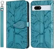Varohix Wallet Case for Google Pixel 7A with Card Holder/Slot,PU Leather Folio Flip Shell [Kickstand][Magnetic Closure][Wrist Strap] Shockproof Cover Fit Google Pixel 7A, Turquoise
