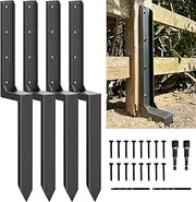 ARKSOLDIER Thickened Fence Post Stakes, Fence Post Repair Stakes Kit, 4x4/6x6 Metal Fence Post Anchors Ground Spike Brackets Braces for Repair Broken Wood Fence Post Support (4 Pack/Black)