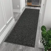 GULLAMBO Hallway Runner Grey Rug - Non Slip Runner Rug for Kitchen, Stair & Doorway - Washable Rubber Backed Carpet Runner - Durable Indoor Floor mats for Home, Kitchen Non Slip