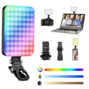 RGB Selfie Light, 96 LED 2200mAh Rechargeable, Cold Shoe Mount as Camera Ligh...