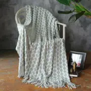 120*200cm Cozy Decorative Knit Woven Throw Blanket Sofa Throw Bed Throw Bed Blanket - Blue