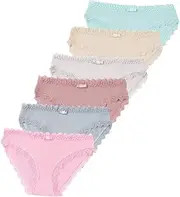 [OuLu] Underwear Breathable Teen Girls 8-13 years Soft Cotton Panties Brief Pattern, 206, One Size