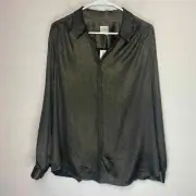 Chicos NWT Women 3 US XL 16 Button Up Blouse Sparkly Gold Shimmer Collar Top
