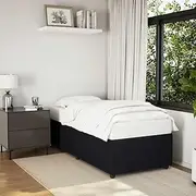 vidaXL Velvet Single Bed Frame - Black 90x190cm, Mattress Base Bedstead with Slats, Sturdy Plastic Feet, Modern Style Bed for Bedroom