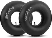 15" x 6" Replacement Tyre Tube, 2 Pack, Heavy Duty 15x600-6 Inner Tube with Straight TR-13 Valve Stem for Lawn Mowers, Yard Tractors, ATVs, Wheelbarrows, Go Karts, Golf Carts, Hand Trucks